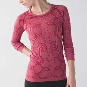 Lululemon Swiftly Tech Long Sleeve Red Snakeskin Print